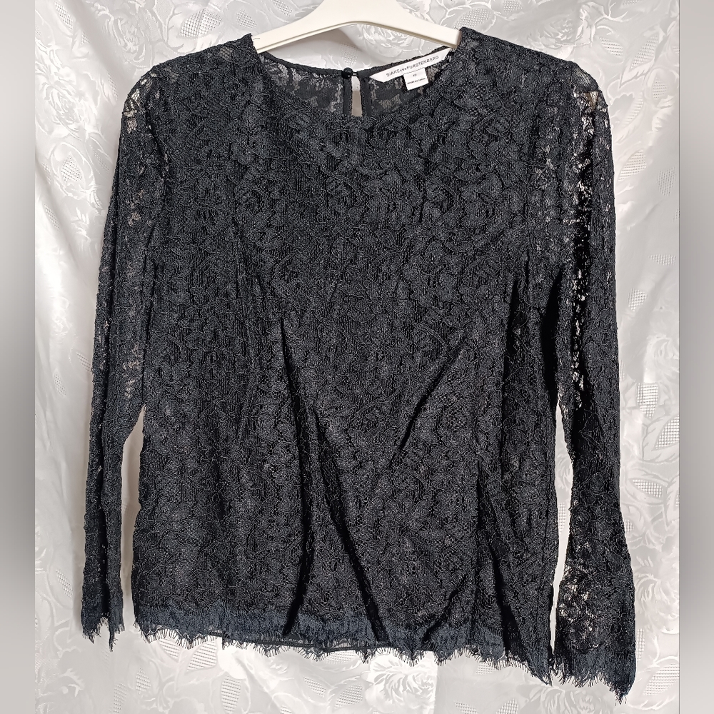Diane von Furstenberg Black Blouse Size 12